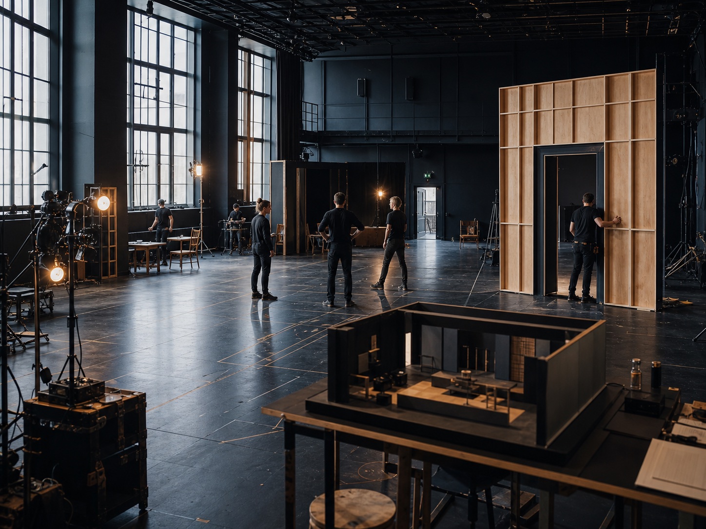 A professional theatre development studio in active use